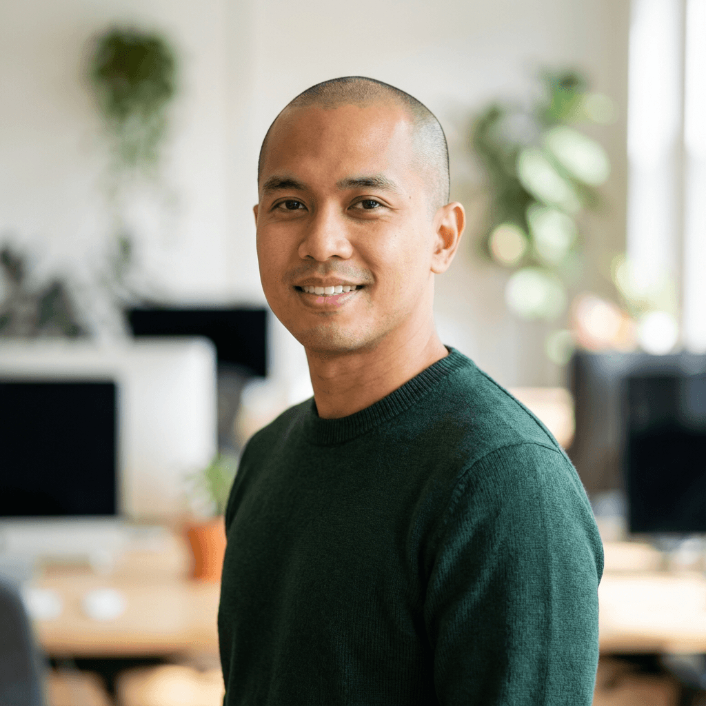 Professional headshot of a male procurement lead in his early 40s