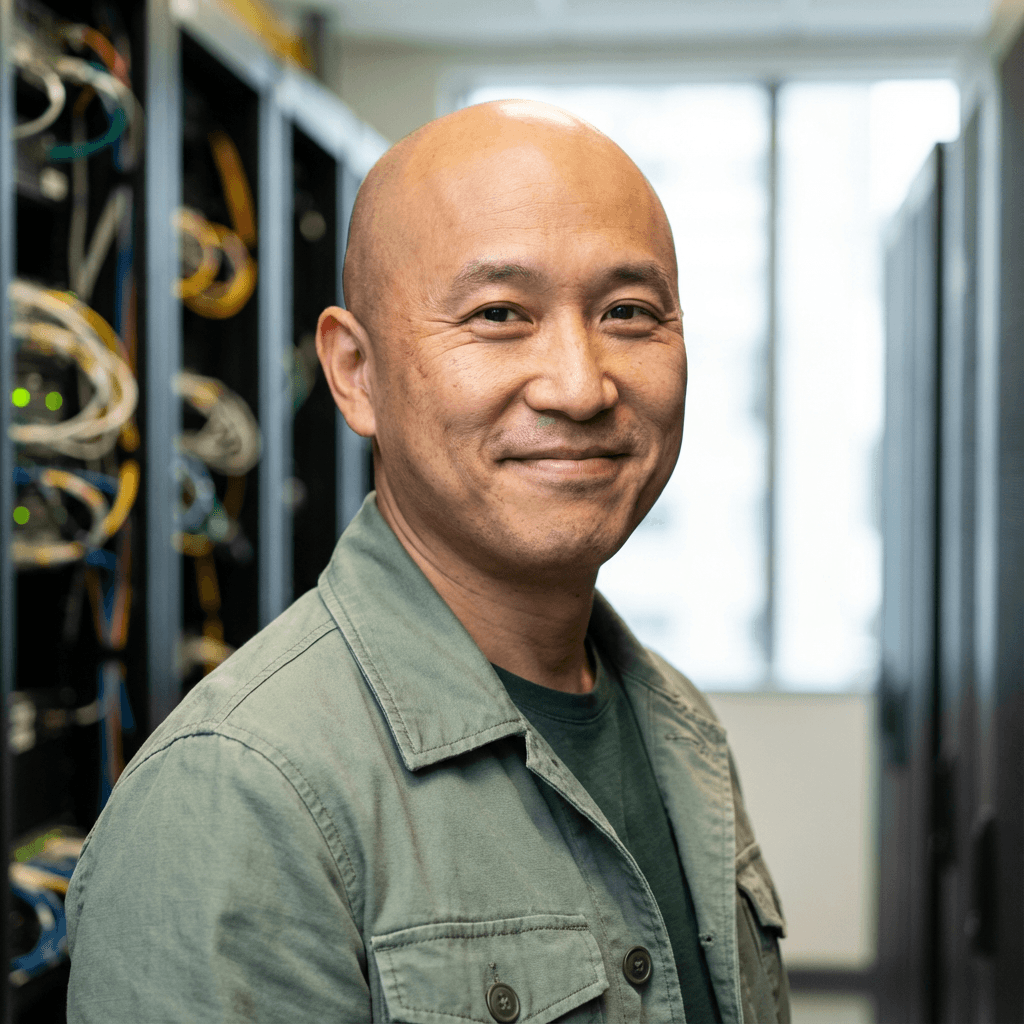 Marcus Bennett, operations lead, in a cardigan