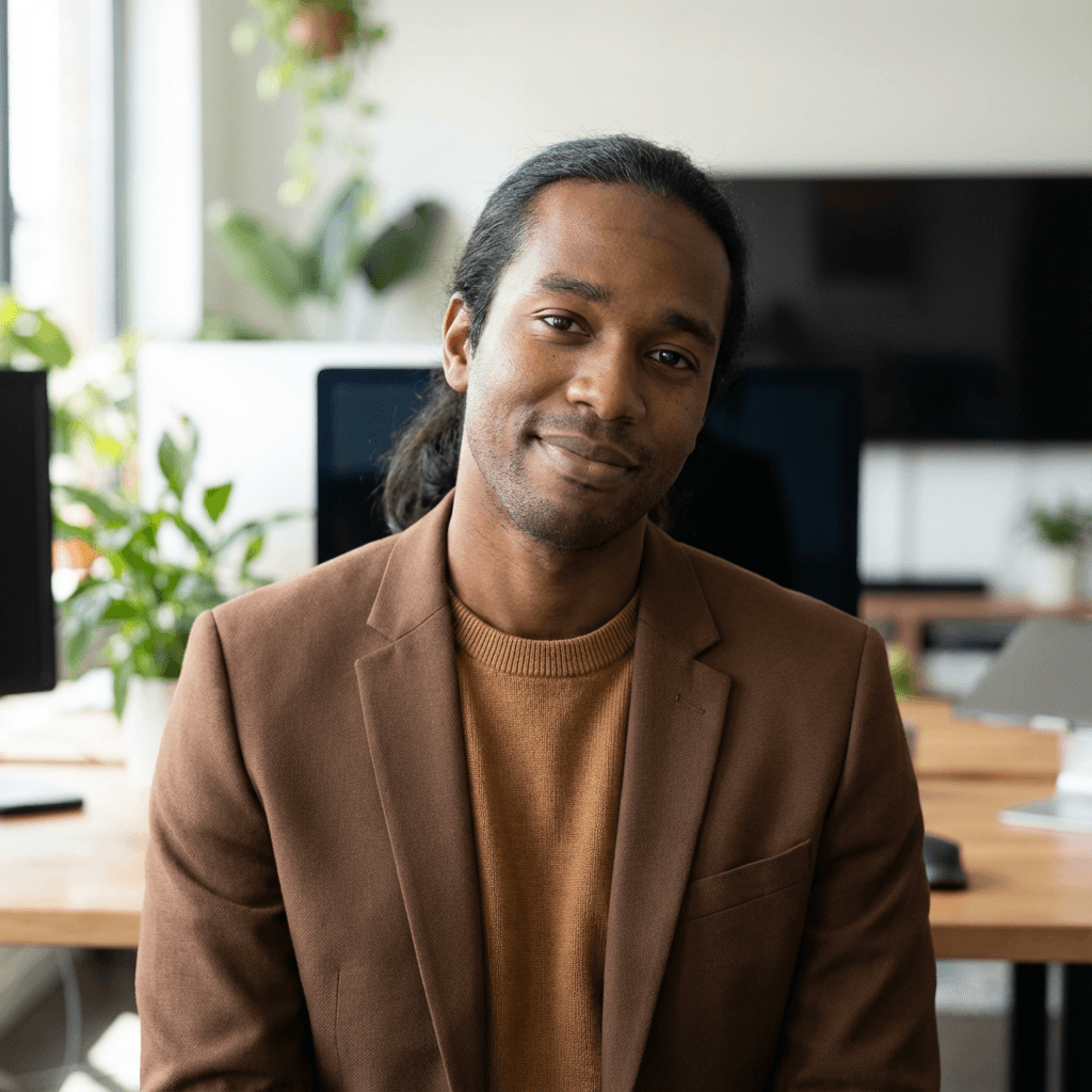 Professional headshot of a male operations manager in his late 30s