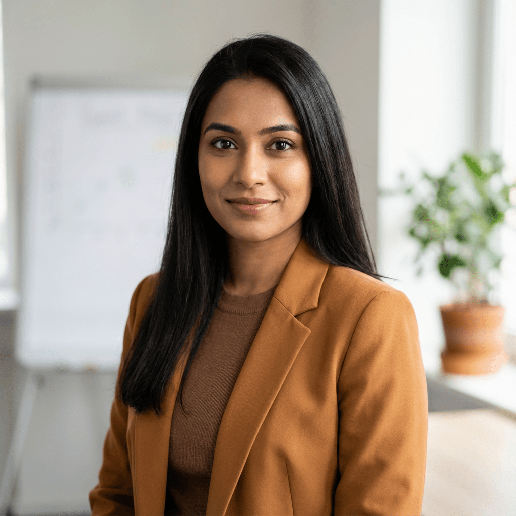 Emily Tran, HR generalist, in a professional blouse